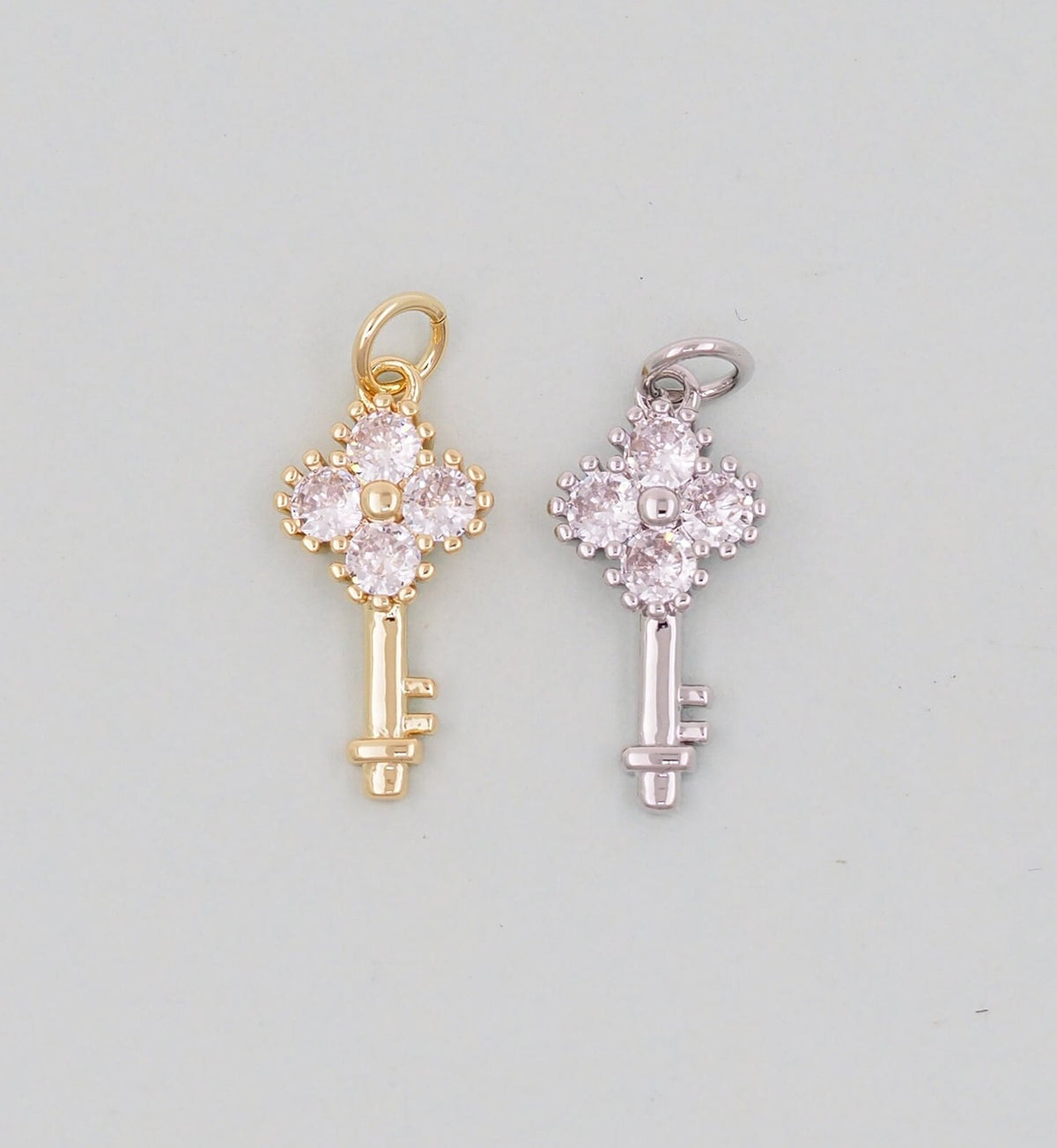 Gold Key Charms,18K Gold Filled Key Pendant,Key Charm Bracelet Necklace for DIY Jewelry Making Supply