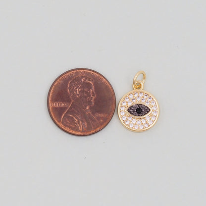 18K Gold Filled Evil Eye Charm Pendant for Jewelry Making