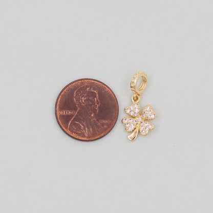Gold Flower Charms,18K Gold Filled CZ flower Pendant,Silver flower Charm Bracelet Necklace for DIY Jewelry Making Supply