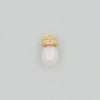 Gold Pearl Charms,18K Gold Filled pearl Pendant,pearl Charm Bracelet Necklace for DIY Jewelry Making Supply