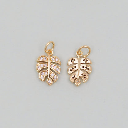 Gold Leaf Charms,18K Gold Filled Leaf Pendant,Silver Leaf Charm Bracelet Necklace for DIY Jewelry Making Supply