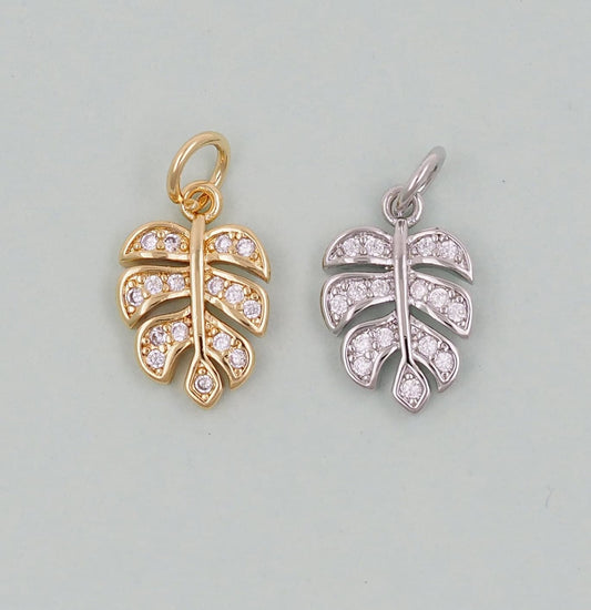 Gold Leaf Charms,18K Gold Filled Leaf Pendant,Silver Leaf Charm Bracelet Necklace for DIY Jewelry Making Supply