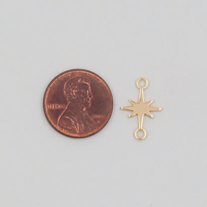 Gold Star Charms,18K Gold Filled Starburst Pendant,North Star Charm Bracelet Necklace for DIY Jewelry Making Supply