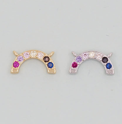 Gold Rainbow Charms,18K Gold Filled CZ rainbow Pendant,Silver rainbow Charm Bracelet Necklace for DIY Jewelry Making Supply