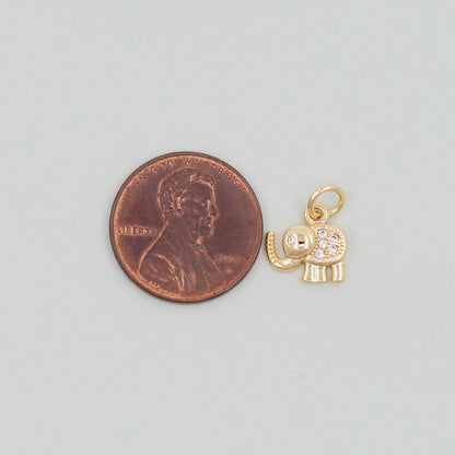 Gold Tiny Elephant Charms,18K Gold Filled CZ Elephant Pendant,Elephant Charm Bracelet Necklace for DIY Jewelry Making Supply