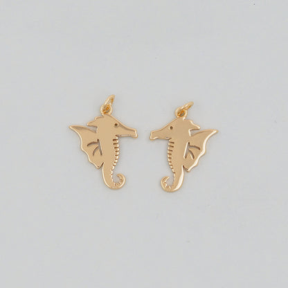 Gold seahorse Charms,18K Gold Filled seahorse Pendant,seahorse Charm Bracelet Necklace for DIY Jewelry Making Supply