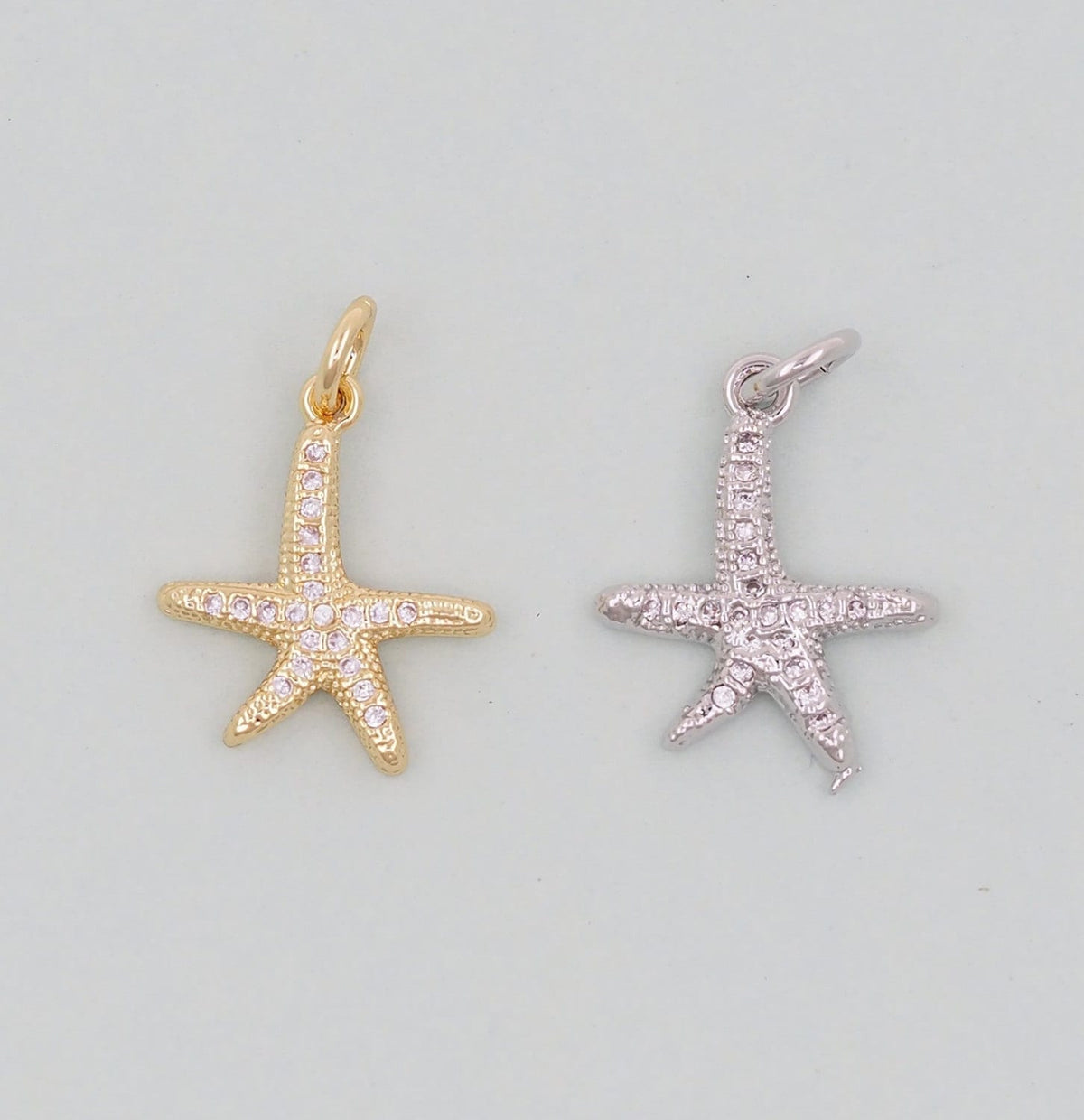 Gold Starfish Charms,18K Gold Filled Sea star Pendant,Starfish Charm Bracelet Necklace for DIY Jewelry Making Supply
