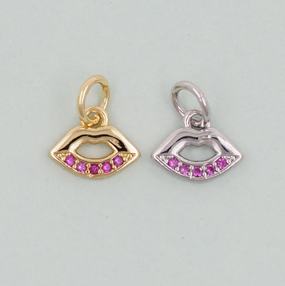 Gold Lips Charms,18K Gold Filled Lips Pendant,Lips Charm Bracelet Necklace for DIY Jewelry Making Supply