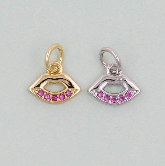 Gold Lips Charms,18K Gold Filled Lips Pendant,Lips Charm Bracelet Necklace for DIY Jewelry Making Supply