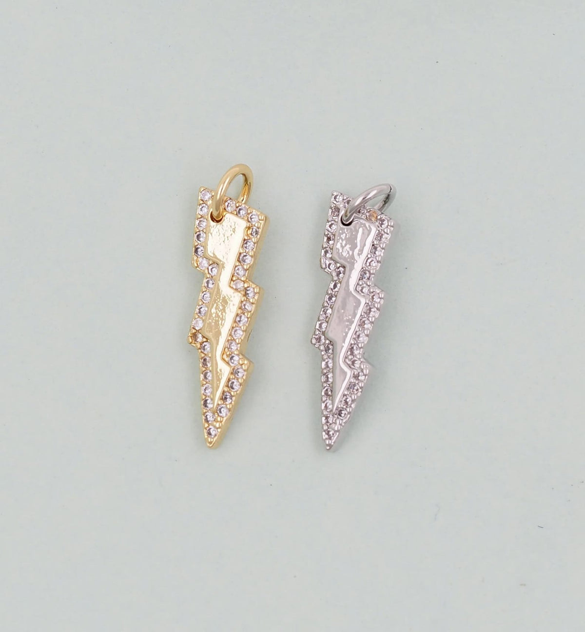 Gold Lightning Charms,18K Gold Filled Tiny Lightning Pendant,Silver Lightning Charm Bracelet Necklace for DIY Jewelry Making 