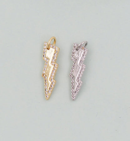 Gold Lightning Charms,18K Gold Filled Tiny Lightning Pendant,Silver Lightning Charm Bracelet Necklace for DIY Jewelry Making 