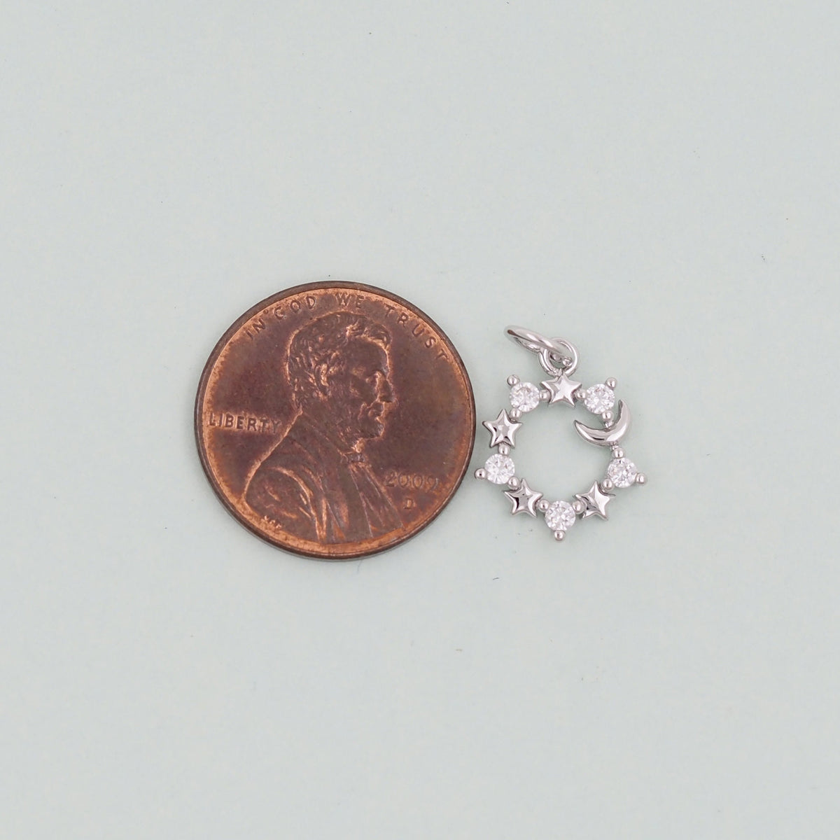 Gold Moon Star Charms,18K Gold Filled CZ Moon Pendant,Celestial Charm Bracelet Necklace for DIY Jewelry Making Supply