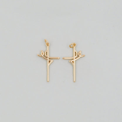 Gold geometry Charms,18K Gold Filled CZ geometry Pendant,geometry cross Charm Bracelet Necklace for DIY Jewelry Making Supply