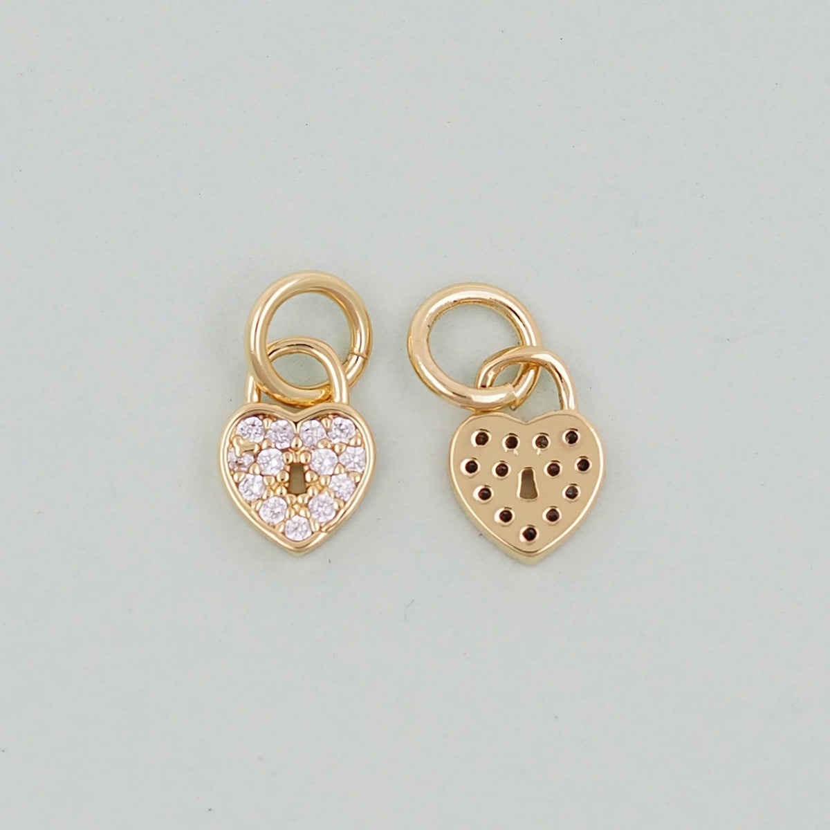 Gold Heart Charms,18K Gold Filled CZ Heart Pendant,Heart Charm Bracelet Necklace for DIY Jewelry Making Supply