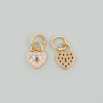Gold Heart Charms,18K Gold Filled CZ Heart Pendant,Heart Charm Bracelet Necklace for DIY Jewelry Making Supply