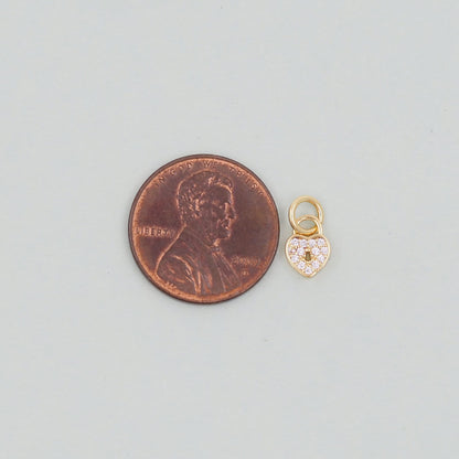 Gold Heart Charms,18K Gold Filled CZ Heart Pendant,Heart Charm Bracelet Necklace for DIY Jewelry Making Supply