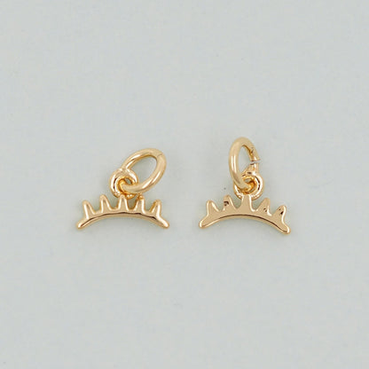Gold eyelash Charms,18K Gold Filled eyelash Pendant,eyelash Charm Bracelet Necklace for DIY Jewelry Making Supply