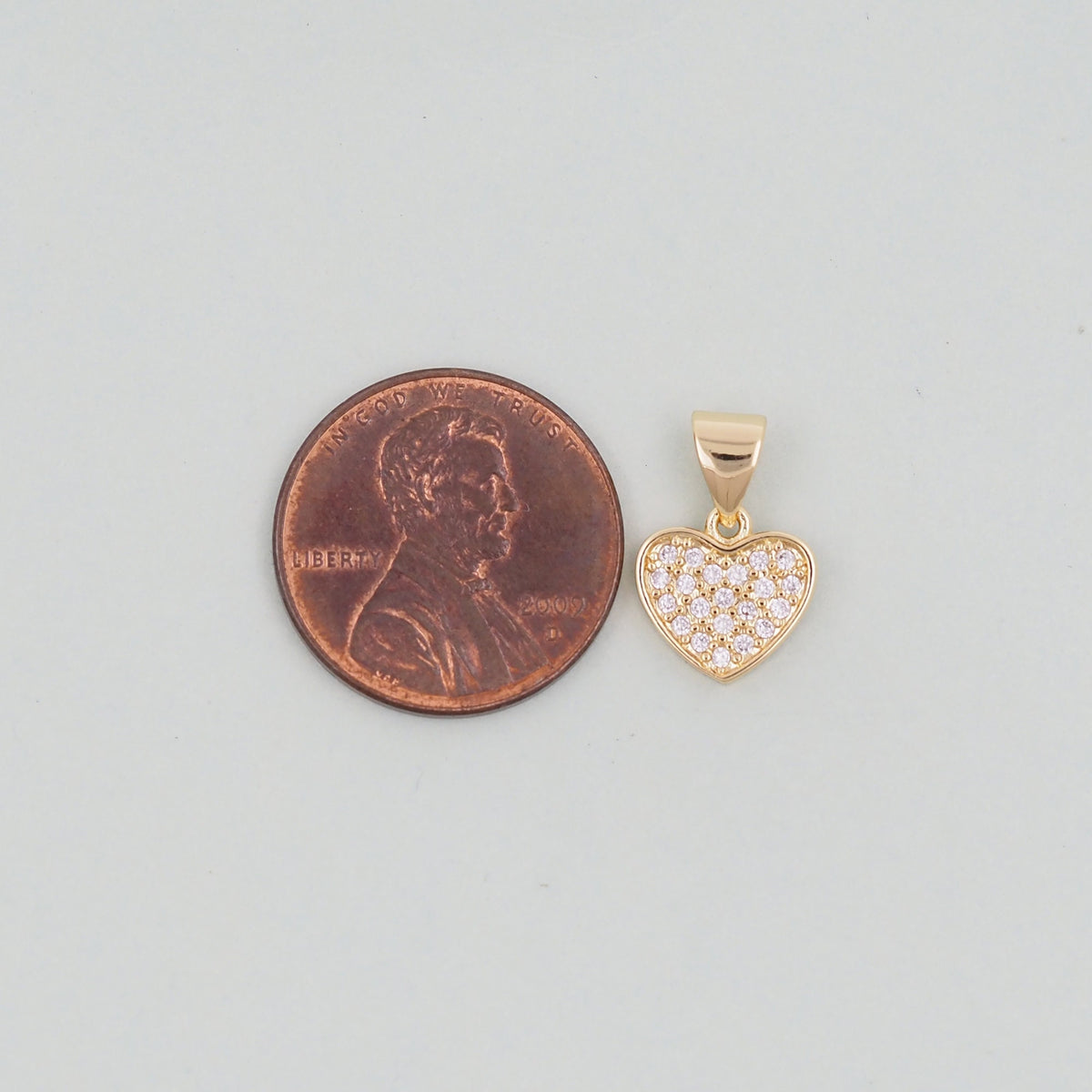 18K Gold Filled Heart CZ Charm Pendant for Jewelry Making
