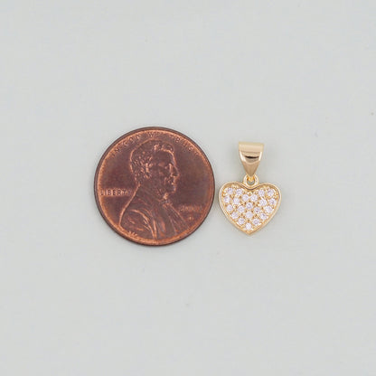 18K Gold Filled Heart CZ Charm Pendant for Jewelry Making
