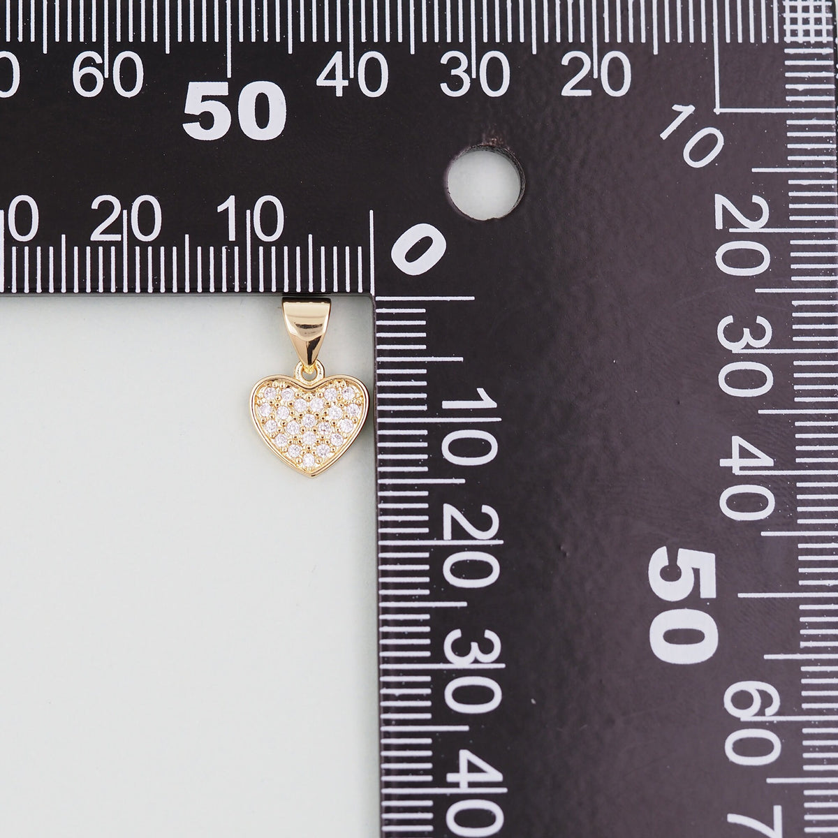 18K Gold Filled Heart CZ Charm Pendant for Jewelry Making