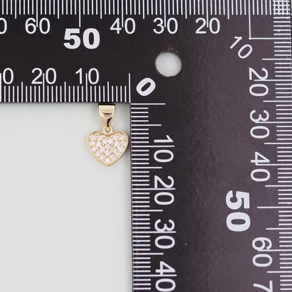 18K Gold Filled Heart CZ Charm Pendant for Jewelry Making