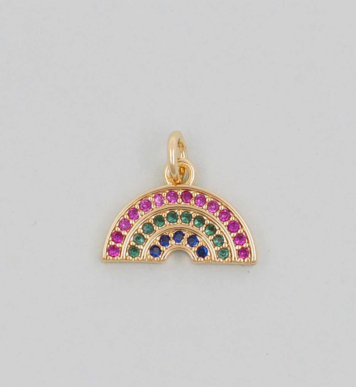 Gold Rainbow Charms,18K Gold Filled CZ rainbow Pendant,Silver rainbow Charm Bracelet Necklace for DIY Jewelry Making Supply