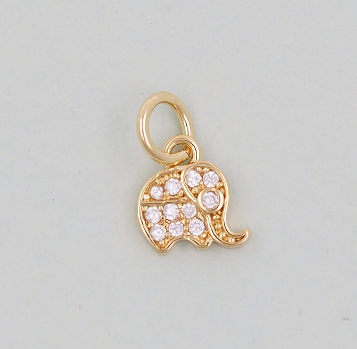 Gold Tiny Elephant Charms,18K Gold Filled CZ Elephant Pendant,Elephant Charm Bracelet Necklace for DIY Jewelry Making Supply