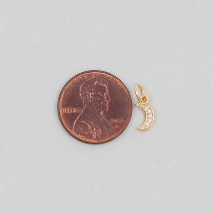 18K Gold Filled Cubic Zirconia Moon Charm Pendant for Jewelry Making