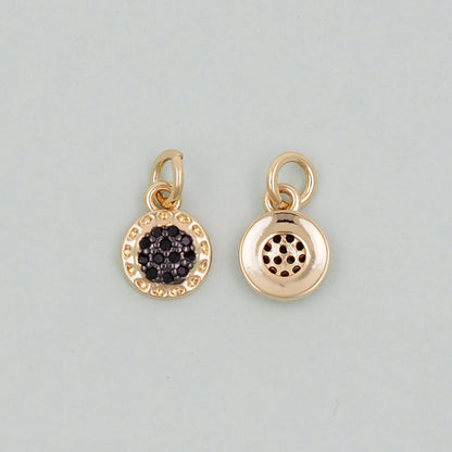 Gold Round Charms,18K Gold Filled Round Pendant,Evil Eye Charm Bracelet Necklace for DIY Jewelry Making Supply