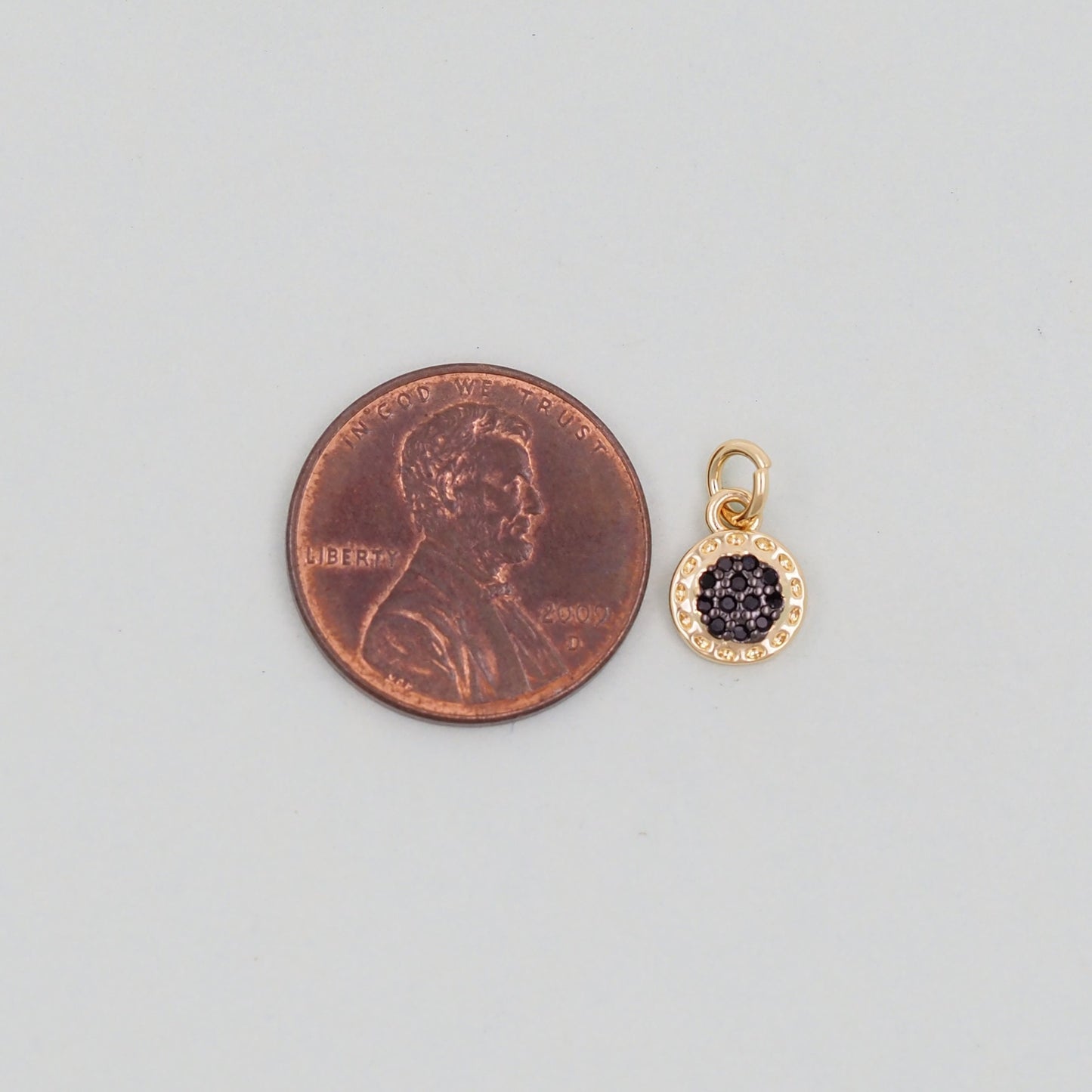 Gold Round Charms,18K Gold Filled Round Pendant,Evil Eye Charm Bracelet Necklace for DIY Jewelry Making Supply