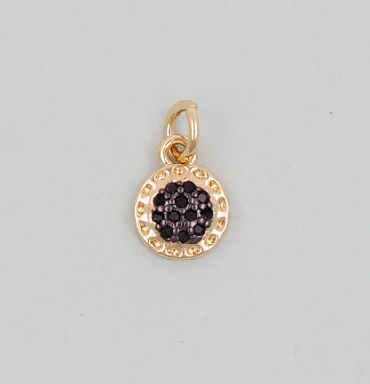 Gold Round Charms,18K Gold Filled Round Pendant,Evil Eye Charm Bracelet Necklace for DIY Jewelry Making Supply