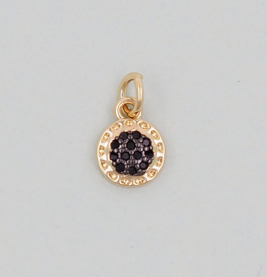 Gold Round Charms,18K Gold Filled Round Pendant,Evil Eye Charm Bracelet Necklace for DIY Jewelry Making Supply