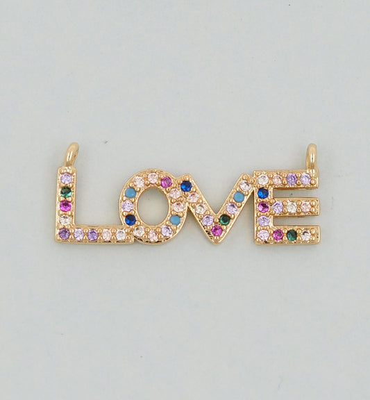 Gold Love Charms,18K Gold Filled Love Pendant,CZ Love Charm Bracelet Necklace for DIY Jewelry Making Supply