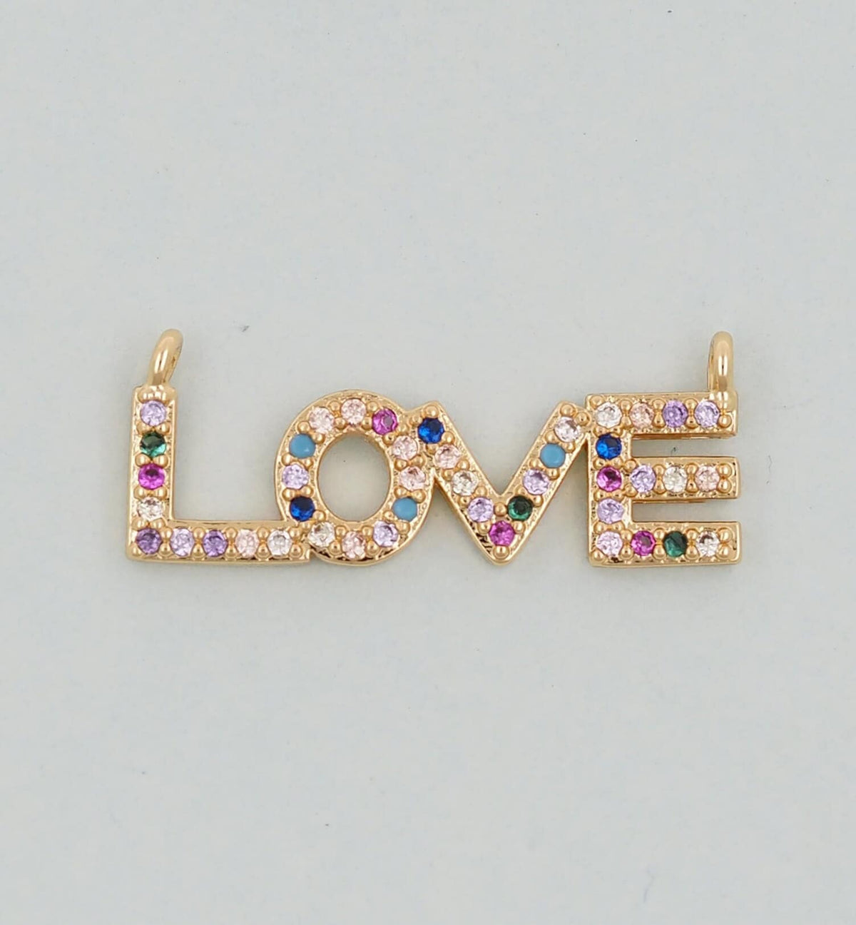 Gold Love Charms,18K Gold Filled Love Pendant,CZ Love Charm Bracelet Necklace for DIY Jewelry Making Supply