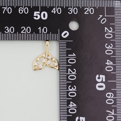 Gold Mermaid  Charms,18K Gold Filled Tail Pendant,CZ Micro Pave Mermaid Tail Charm Bracelet Necklace for DIY Jewelry Making S