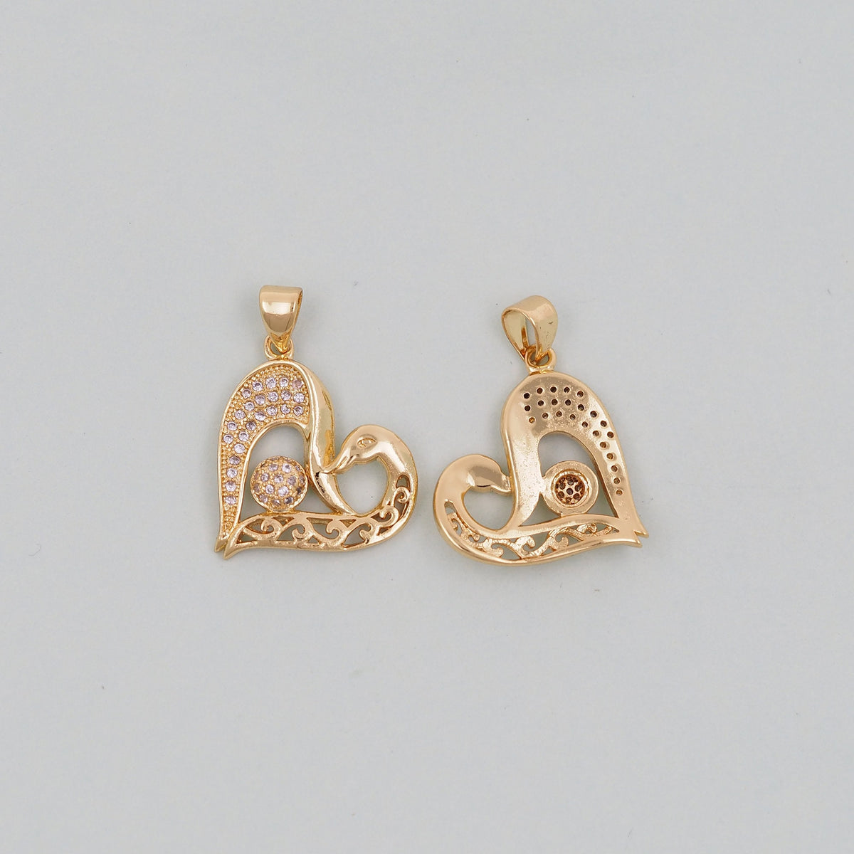 Gold Heart Charms,18K Gold Filled CZ Heart Pendant,Heart Charm Bracelet Necklace for DIY Jewelry Making Supply