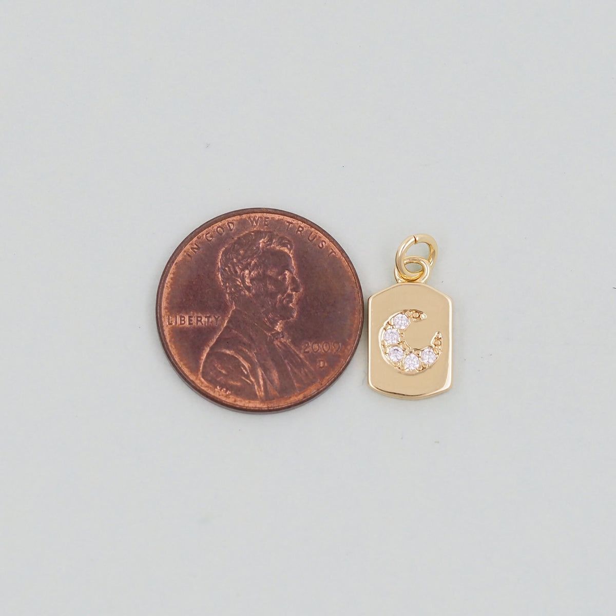 Gold Moon Charms,18K Gold Filled CZ Moon Pendant,Celestial Charm Bracelet Necklace for DIY Jewelry Making Supply