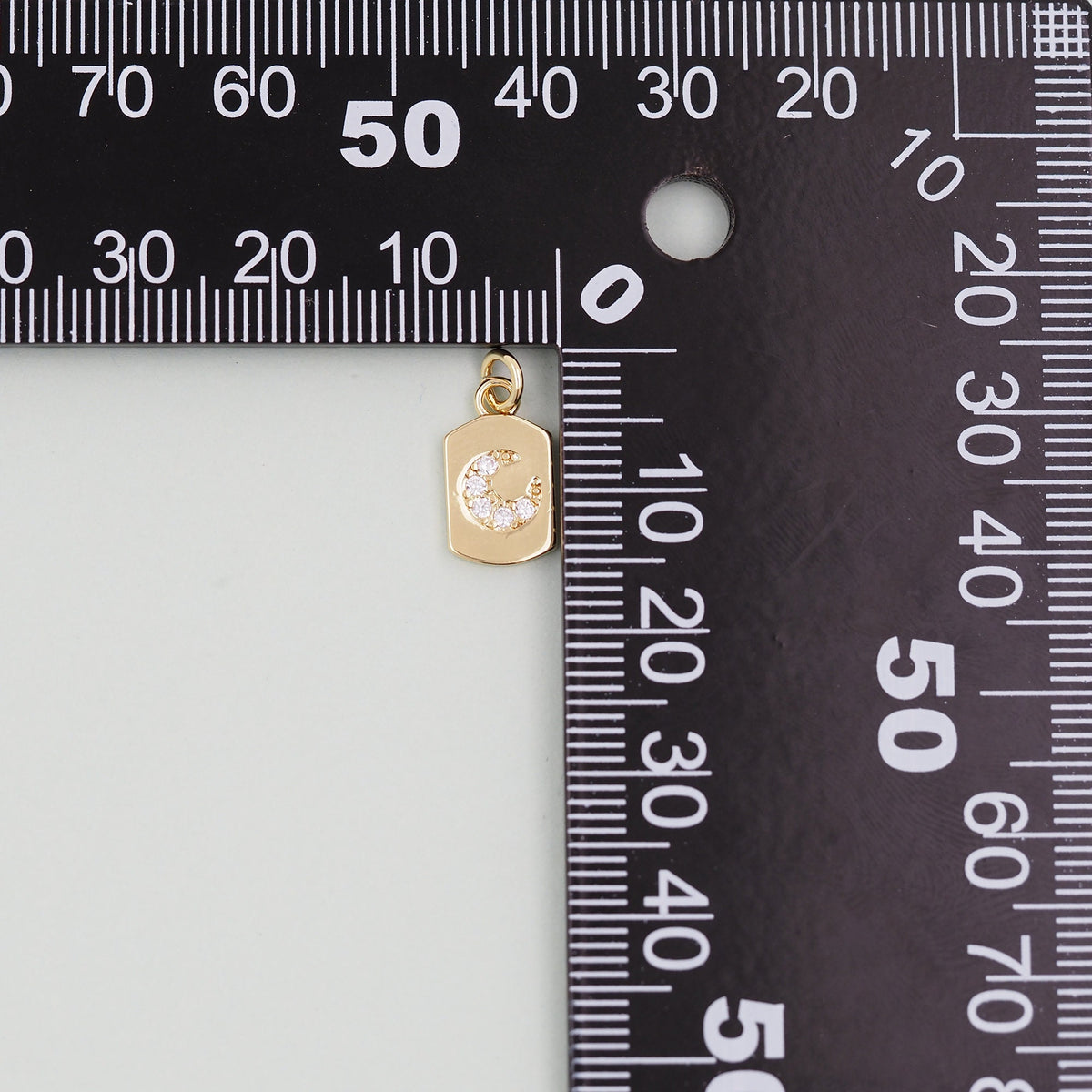 Gold Moon Charms,18K Gold Filled CZ Moon Pendant,Celestial Charm Bracelet Necklace for DIY Jewelry Making Supply