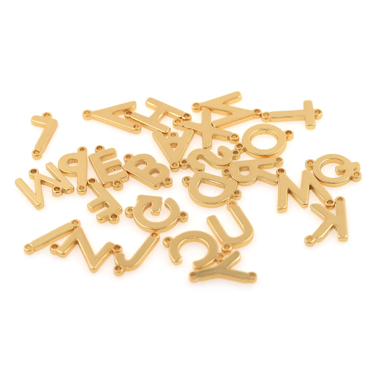 Gold letter Charms,18K Gold Filled letter Pendant,initial Charm Bracelet Necklace for DIY Jewelry Making Supply