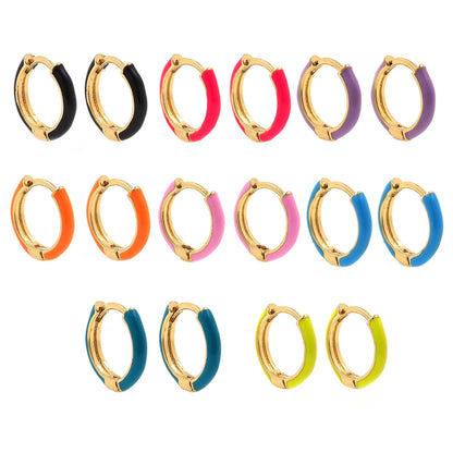 18K Gold Filled Enamel Huggie Hoop Earrings for Jewelry Making