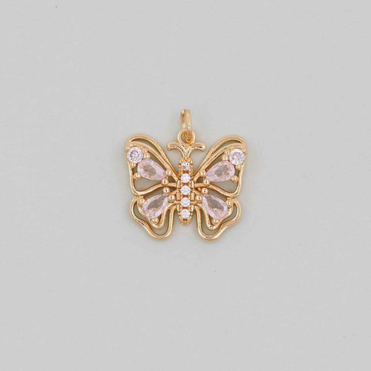 Gold Butterfly Charm,18K Gold Filled Cubic Zirconia Butterfly Pendant,Silver Butterfly Charm Bracelet Necklace for DIY Jewelr