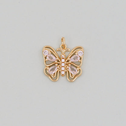 Gold Butterfly Charm,18K Gold Filled Cubic Zirconia Butterfly Pendant,Silver Butterfly Charm Bracelet Necklace for DIY Jewelr