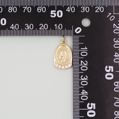 Gold Geometric Charm,18K Gold Filled Cubic Zirconia Geometric Pendant,Silver Medal Charm Bracelet Necklace for DIY Jewelry Making Supply