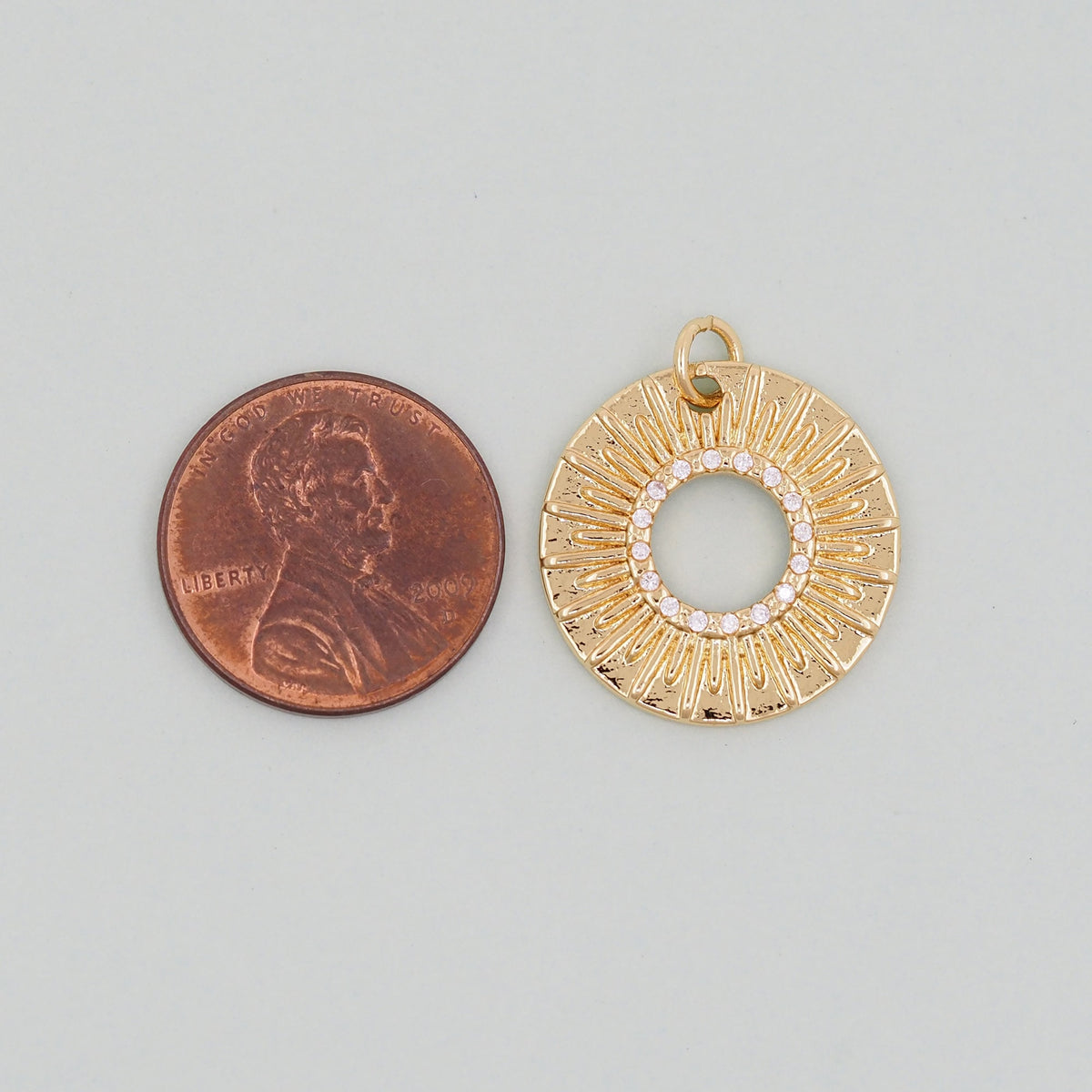 Gold Sun Charms,18K Gold Filled Round Coin Pendant,Celestial Charm Bracelet Necklace for DIY Jewelry Making Supply