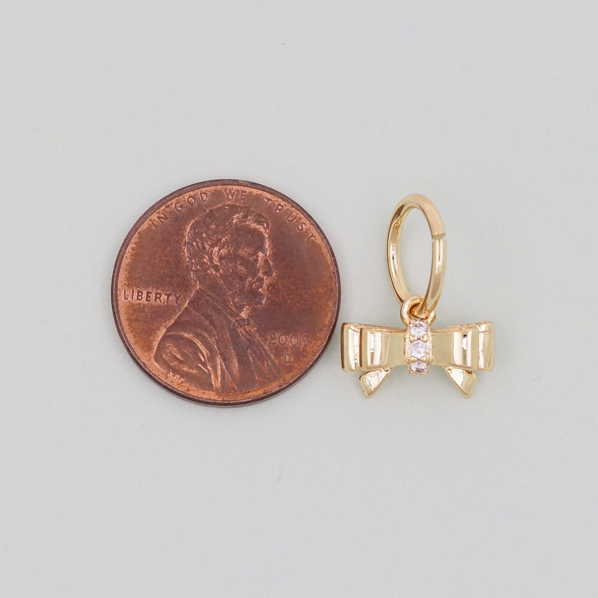 Gold Bow Charms,18K Gold Filled CZ Bow Pendant,Silver bow tie Charm Bracelet Necklace for DIY Jewelry Making Supply