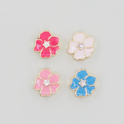 Gold Enamel Flower Bead Charms,18K Gold Filled CZ flower Pendant,Silver flower Charm Bracelet Necklace for DIY Jewelry Making Supply