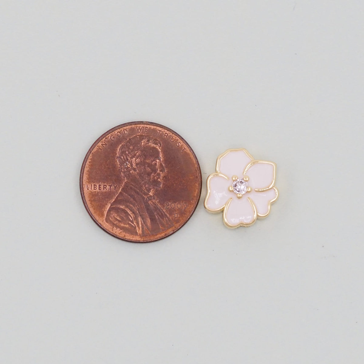 Gold Enamel Flower Bead Charms,18K Gold Filled CZ flower Pendant,Silver flower Charm Bracelet Necklace for DIY Jewelry Making