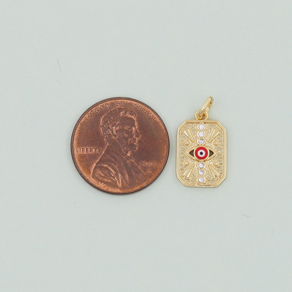 Gold Rectangle Evil Eye Charms,18K Gold Filled Evil Eye Pendant,Evil Eye Charm Bracelet Necklace for DIY Jewelry Making Suppl