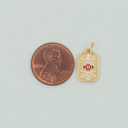Gold Rectangle Evil Eye Charms,18K Gold Filled Evil Eye Pendant,Evil Eye Charm Bracelet Necklace for DIY Jewelry Making Suppl