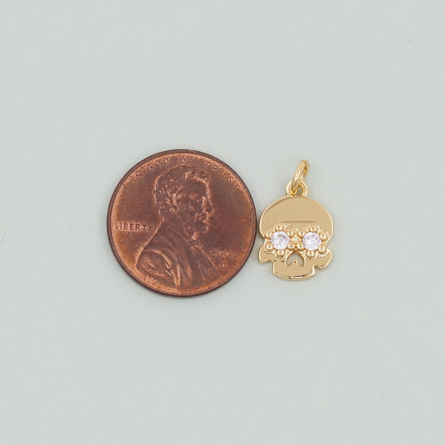 Gold Skull Charms,18K Gold Filled Skull Pendant,Skull Charm Bracelet Necklace for DIY Jewelry Making Supply